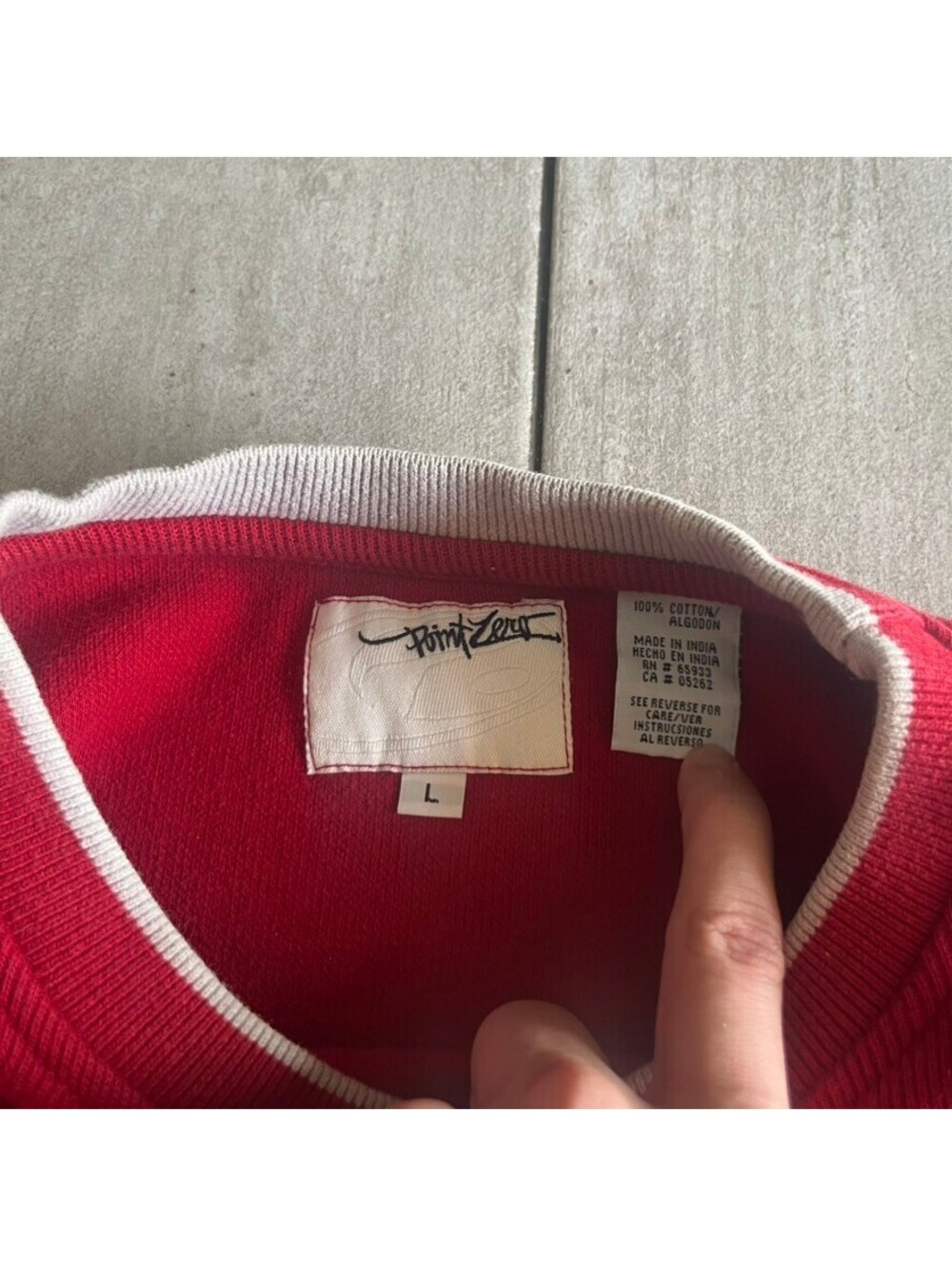 Point Zero Red Ribbed Crewneck Sweatshirt Size Large - Picture 5 of 9